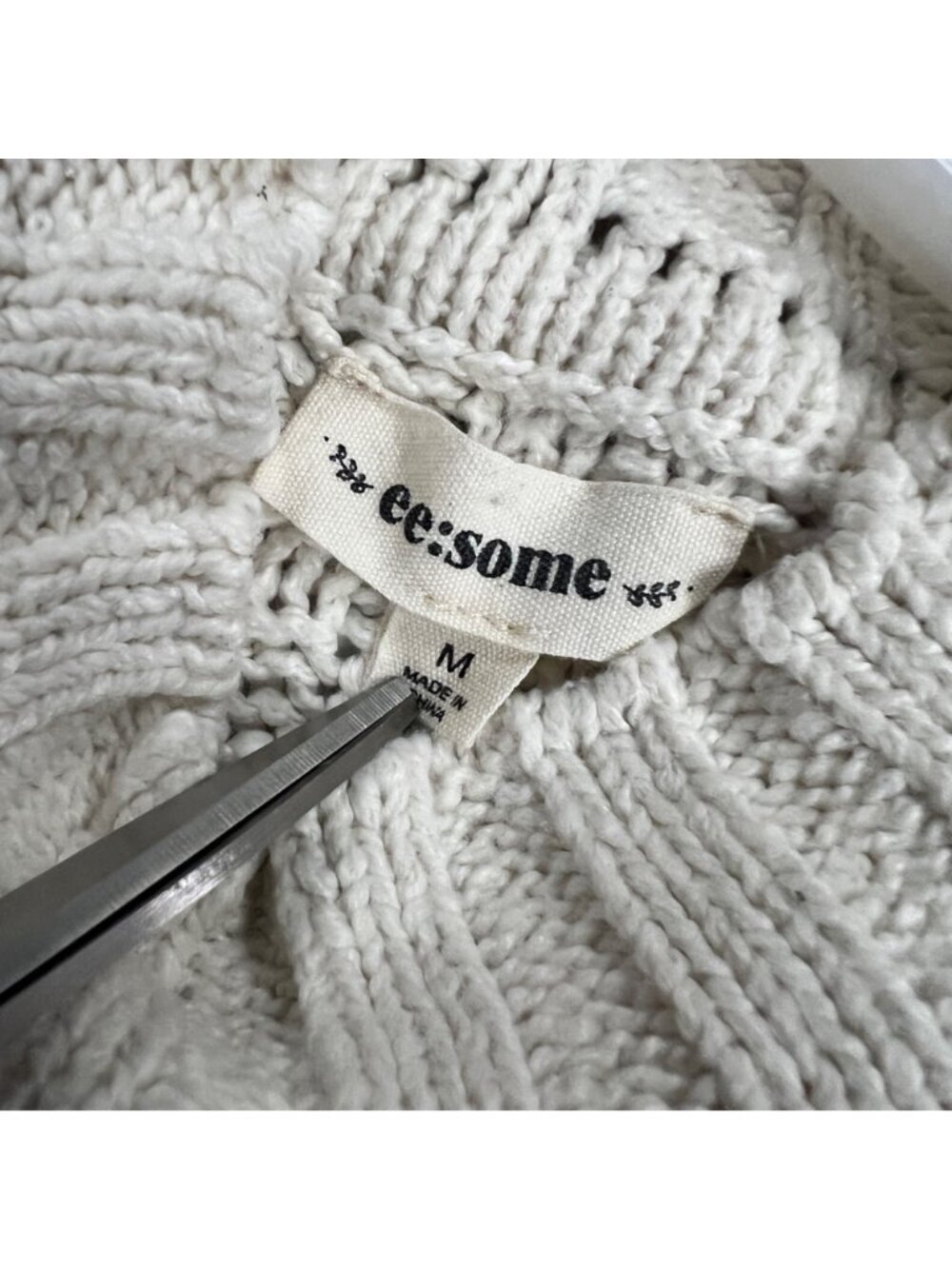ee:some Womens Knit Pullover Sweater Mock Neck Cream Size Medium - Picture 8 of 9